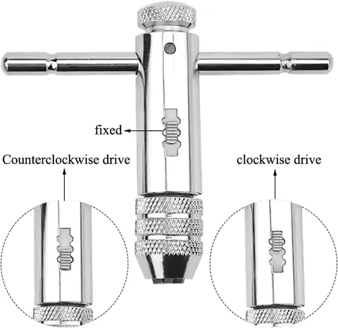 YanGou T-Handle Ratchet Tap Reamer Hand Manual Holder Wrench M3 M4 M5 M6 M8 Metric Machine Screw Thread Plug T-shaped Tool