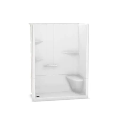 Camelia 60L x 34W x 79H in. 2-in-1 Shower Kit - Shower Stall with Left Drain Shower Base and Shower Wall Surround (No Door)