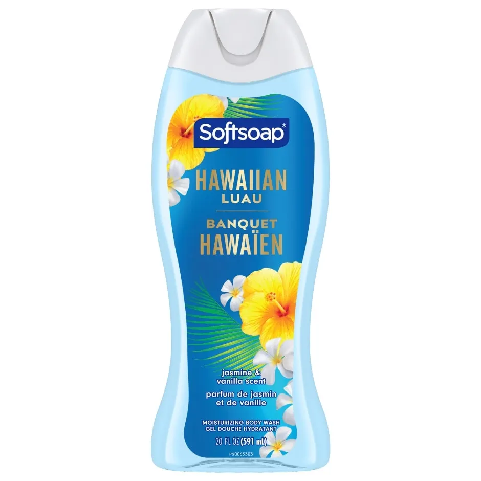 Softsoap Hawaiian Luau Moisturizing Body Wash, pH Balanced, Jasmine and Vanilla Scent, 20 fl oz
