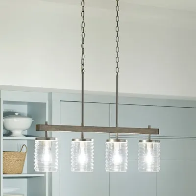 Mollor 2 -Light Matte Black Transitional Clear glass Cage Rectangle Medium Outdoor Hanging Pendant Light