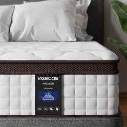 Kescas 12" Hybrid Mattress Memory Foam Pocket Coils - Twin/ Twin XL/ Full/ Queen/ Ki...