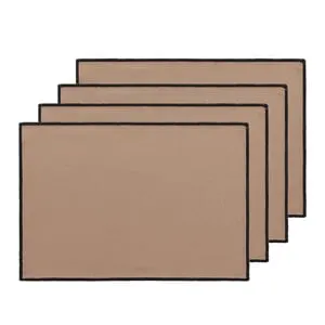Pack 4 manteles individuales lisos, salvamantel 100% algodón 35x50 cm taupe