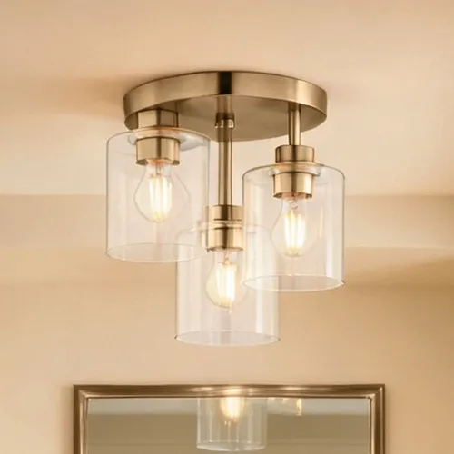 Patriot Lighting® Saveon 11-5/8"W Champagne Gold 3-Light Semi-Flush Mount Ceiling Light