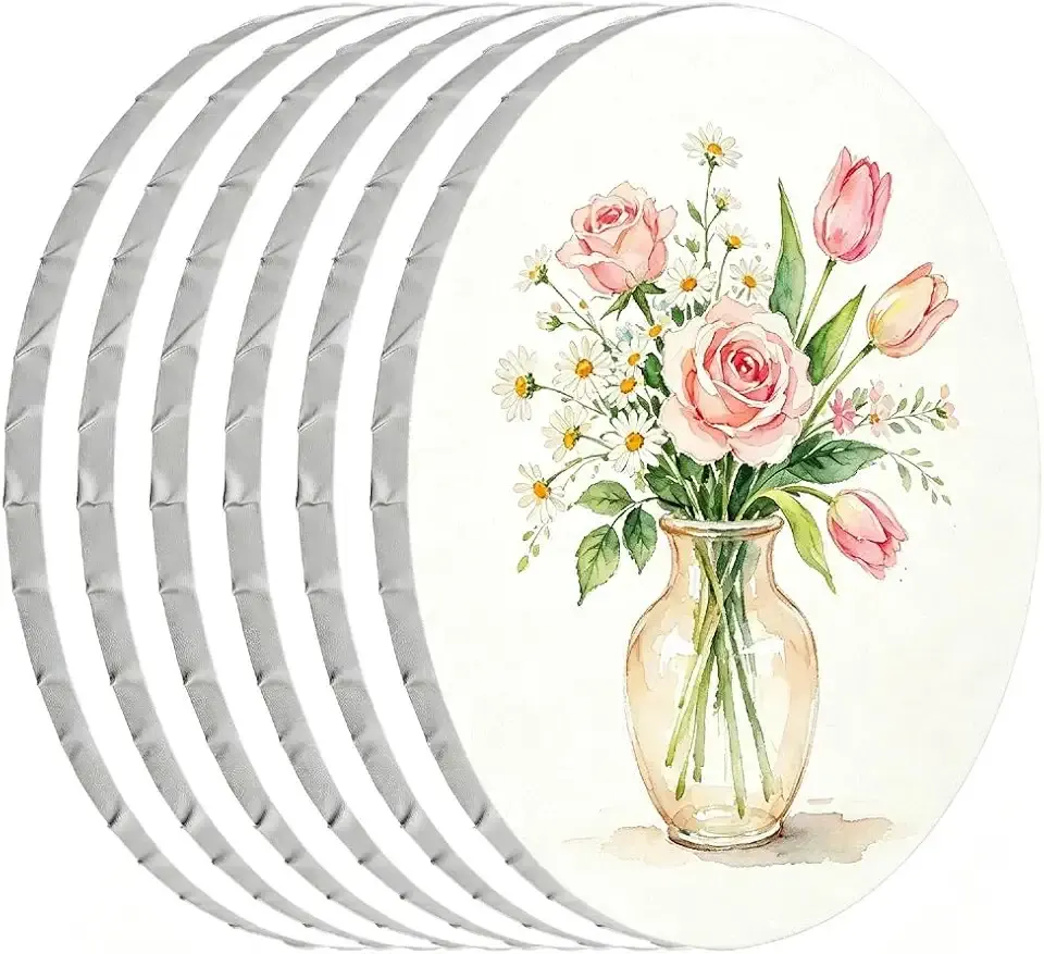 6 Pack 12 Inch Round Canvas Panels, Pre Stretched Blank White Circle Art Canvas Boards, Acid-Free Canvas for Oil Acrylic Gouache Tempera Painting DIY Crafts Wall Decor