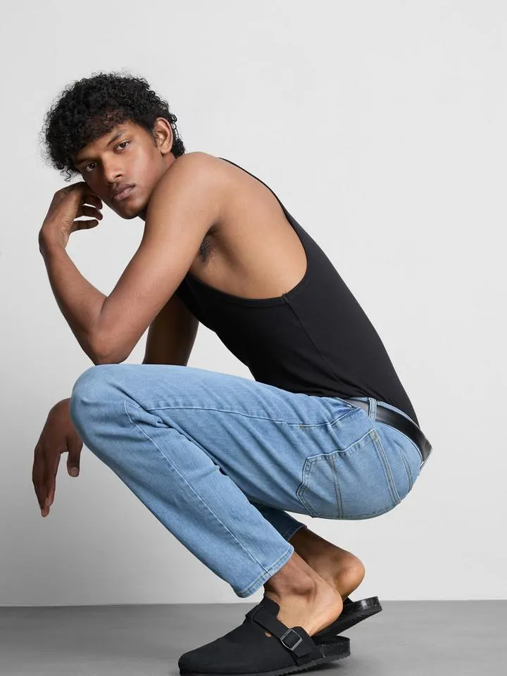 Jean slim à taille mi-haute