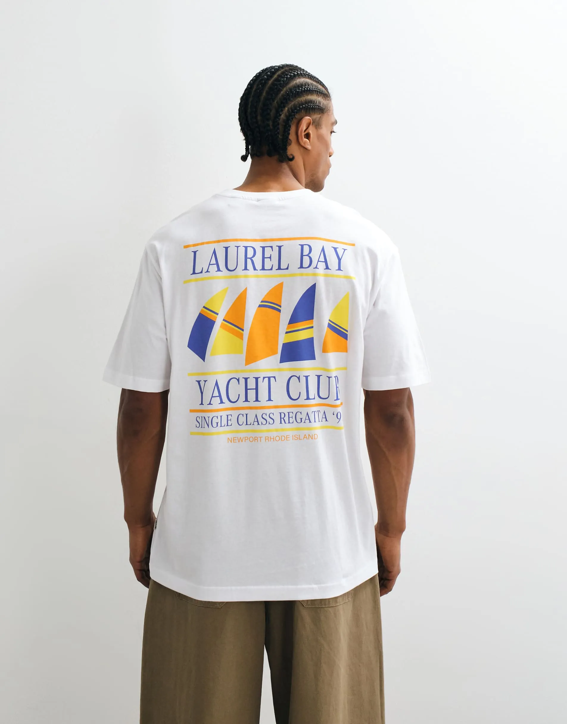 ONLY & SONS oversized fit t-shirt with yacht club back print in white