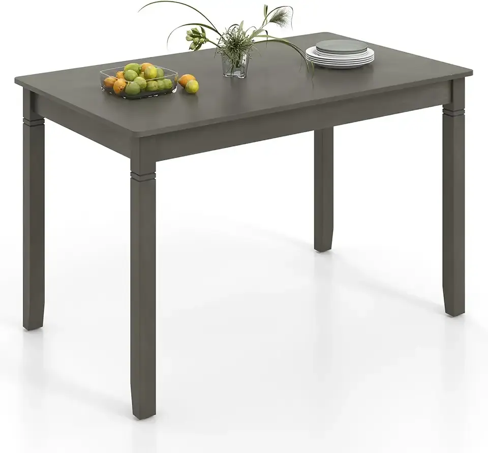 Dining Table for 4 People, 48” x 29” Kitchen Table with Wood Legs, Rectangular Dinner Tables for Small Space, Apartment, Living Room, Dinette, Load 330 Lbs, Dining Room, Grey