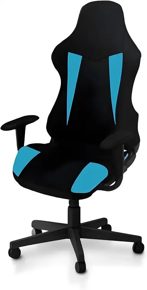 Gaming Chair Covers Only,Stretchable Soft Thick Breathable Mesh Scratch Resistant Gaming Chair Seat Cover with 2Pcs Armrest Slipcovers(Black-Blue,Style 2)