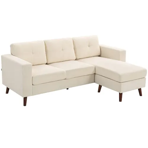 Sectional Sofa with Changeable Chaise Lounge, Cream White