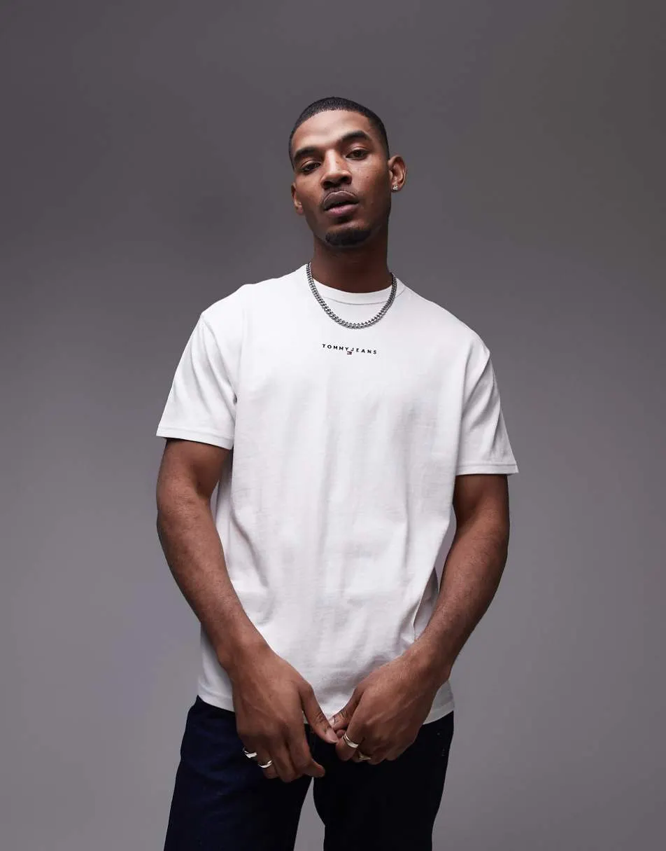 Tommy Jeans small linear logo t-shirt in white