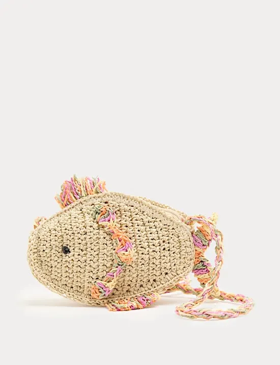 Kids' Raffia Fish Cross Body Bag