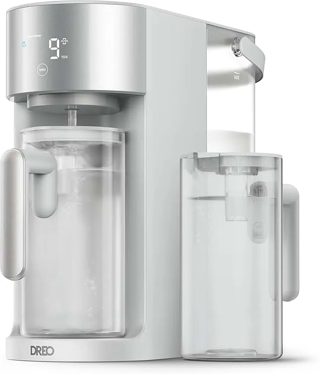DREO Reverse Osmosis Water Filter Countertop, RO Filtration System, 3:1 Pure to Drain, TDS & Filter Life & 2 Autofill Pitchers, Install-Free, Self-Cleaning Wat…
