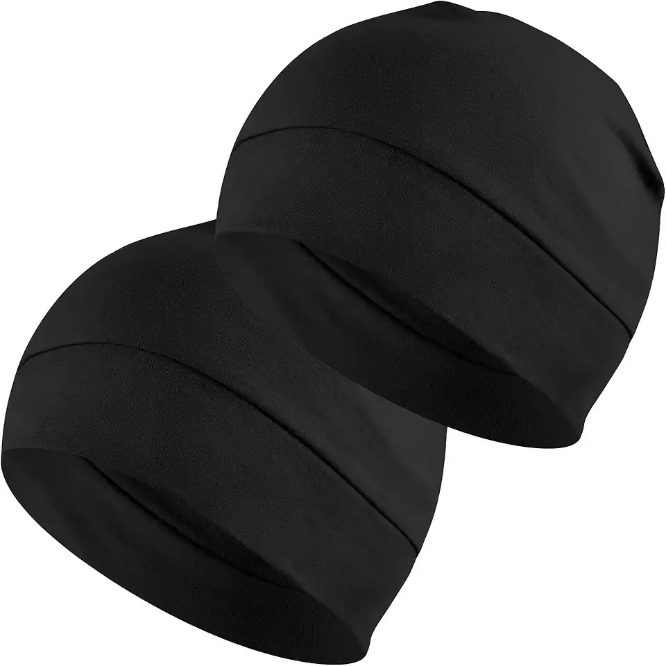 Cotton Skull Caps for Men Women,2-Pack Lightweight Beanie Sleep Hats Breathable Helmet Liner