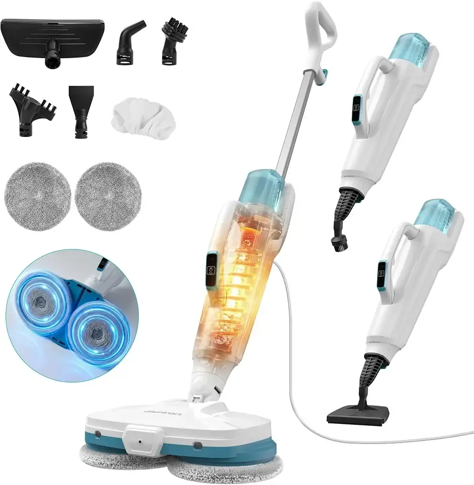 Aspiron Steam Mop, Scrub & Steam Mop, 10-in-1 Handheld Steamer
