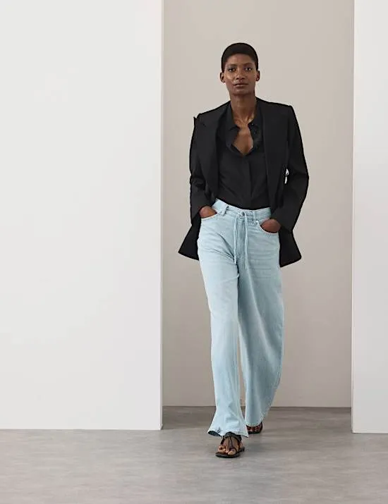 Drawstring Wide Leg Jeans