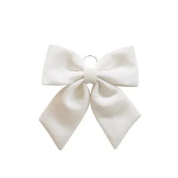 Fiocco Natalizio Decorativo Bianco in Tessuto Effetto Velluto h46,5x44 cm