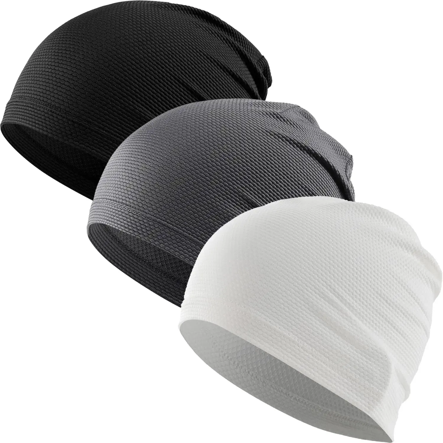 WTACTFUL 3-Pack Cooling Skull Caps for Men & Women - Breathable 3D Mesh Running Caps for Cycling, Gym & Summer & Winter