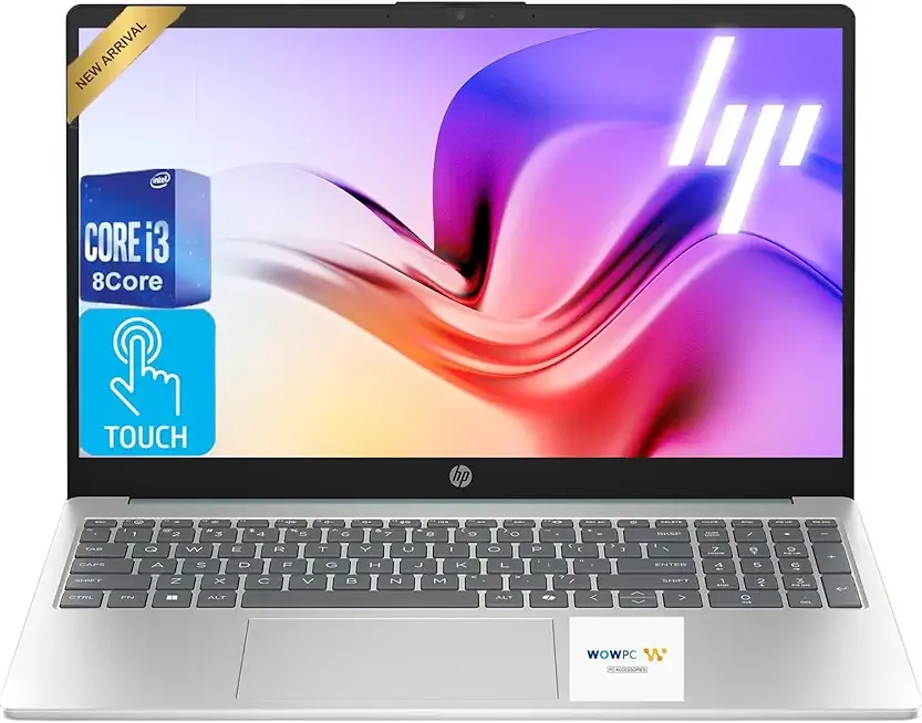 HP New 15.6" FHD Touchscreen Laptop 2025/2026 Edition, Powerful 13th-Gen Intel Core i3 CPU (8-Core), 16GB RAM, 256GB SSD, USB-C, HDMI, Windows 11, Moonlight Blue, w/WOWPC USB