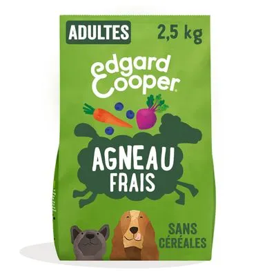 Lot Edgard & Cooper pour chien Adult agneau sans céréales (2 x 2,5 kg)