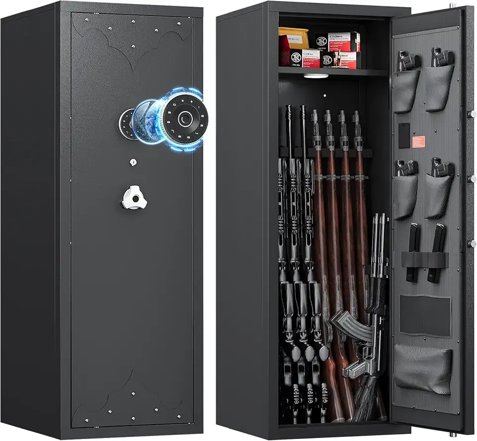 KAER 12-15 Gun Safe, Rifle Safe, Large Gun Safe for Rifles and Pistols, Rifle Safe for Home, Quick Access Gun Cabient with Digital Keypad, Gun Safes with Adjustable Shelves and Pistol Pockets