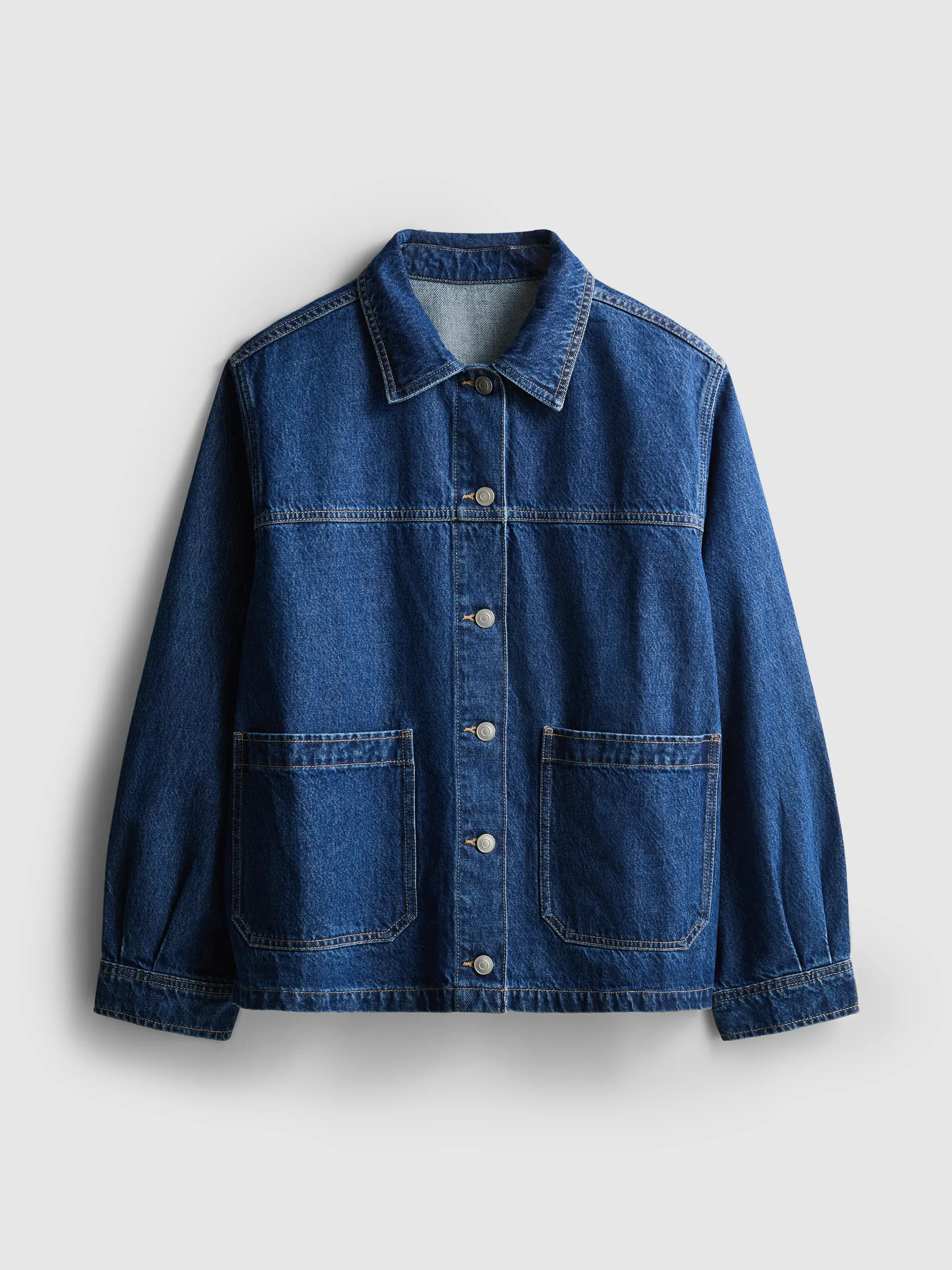 Veste en denim de coton à poches plaquées