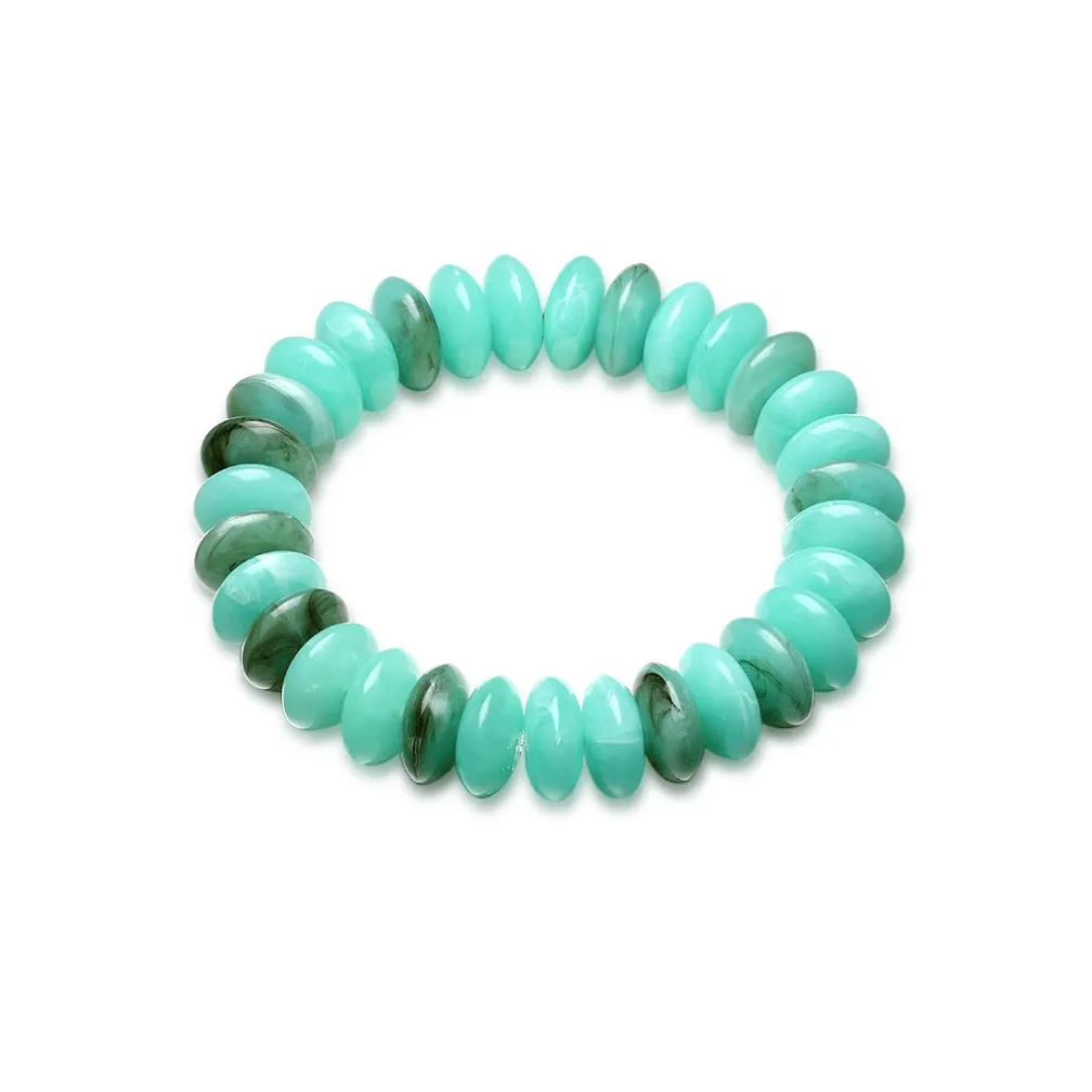 Armband in edelstaal, turquoise kralen