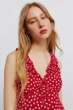 Vestido volantes escote lazo