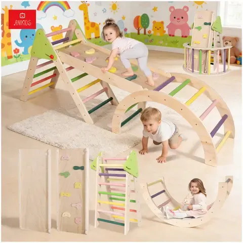 Juguete Madera Niños Escalador Plegable 3 En 1 Montessori