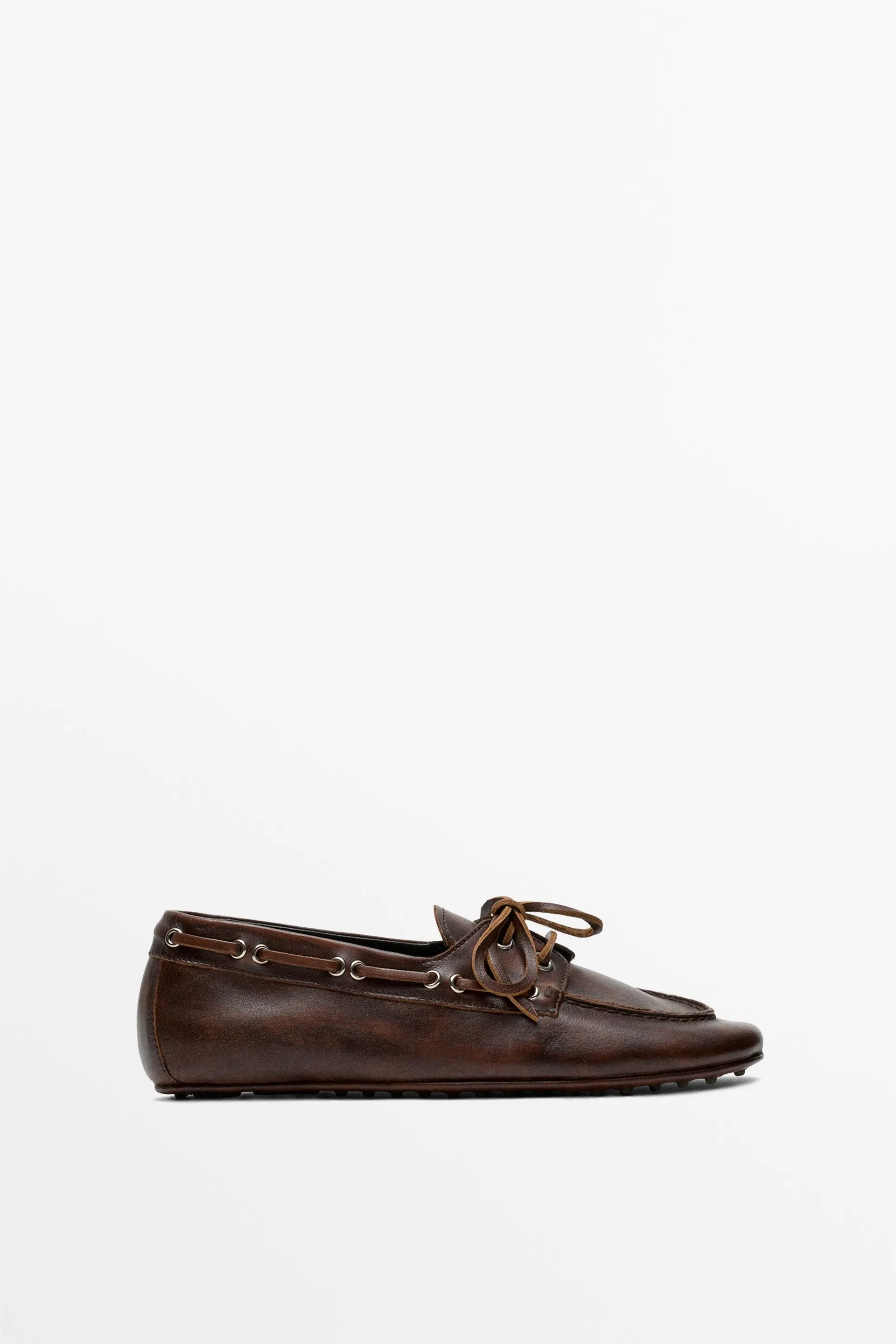 Leren bootschoenen met strik