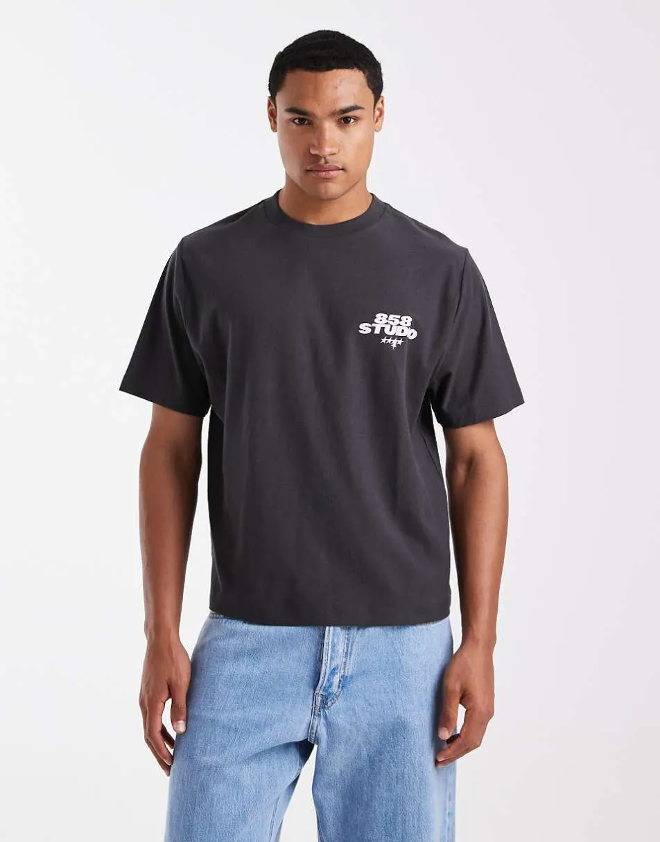 Cotton On cropped fit graphic t-shirt in faded slate