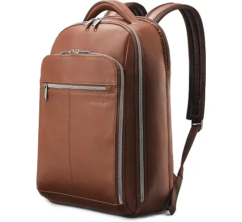Samsonite Classic Leather Backpack, Cognac , One Size