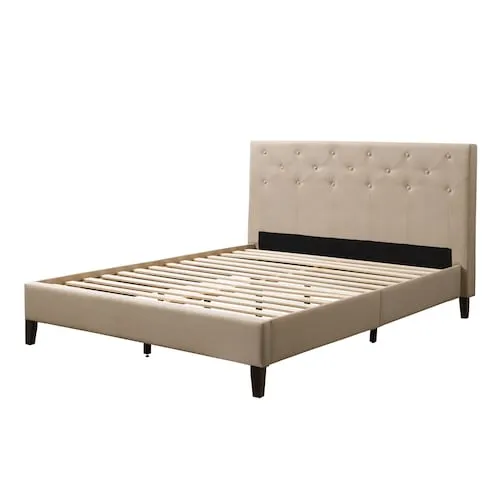 Nova Ridge Cream Button Tufted Upholstered Queen Bed