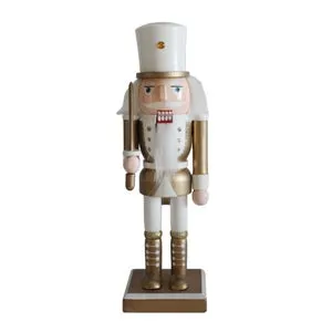 Cascanueces de Navidad Rebecca Mobili Populus 25x6,5x7,5 Madera Blanco Oro Clásico