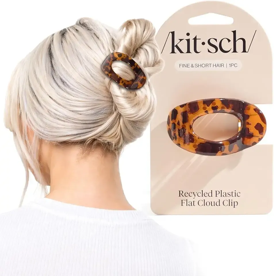 Kitsch Small Flat Claw Clips for Women - Stylish Flat Hair Clips, Strong Hold for Thick & Fine Hair | Non-Slip for Secure, Comfortable All-Day Wear | Ideal Gifts for Women -Tortoise Design