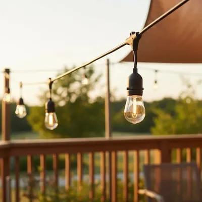 36-ft Solar Powered Black String Light with 15 Bulbs and Remote Control