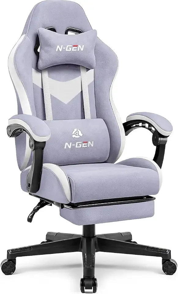 N-GEN GAMING Gaming Chair, Lumbar Support with Breathable Fabric, Purple