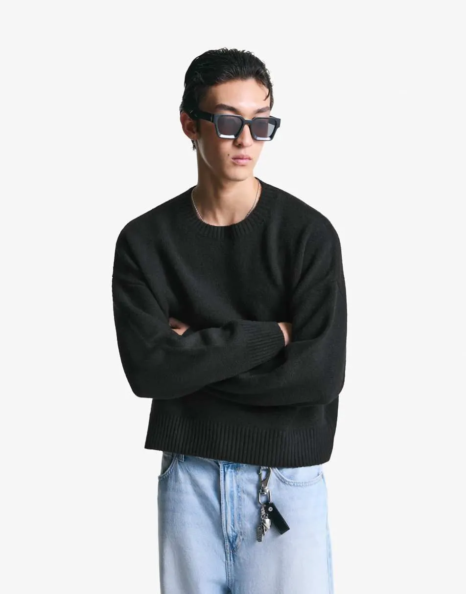 Bershka Cropped jumper in black
