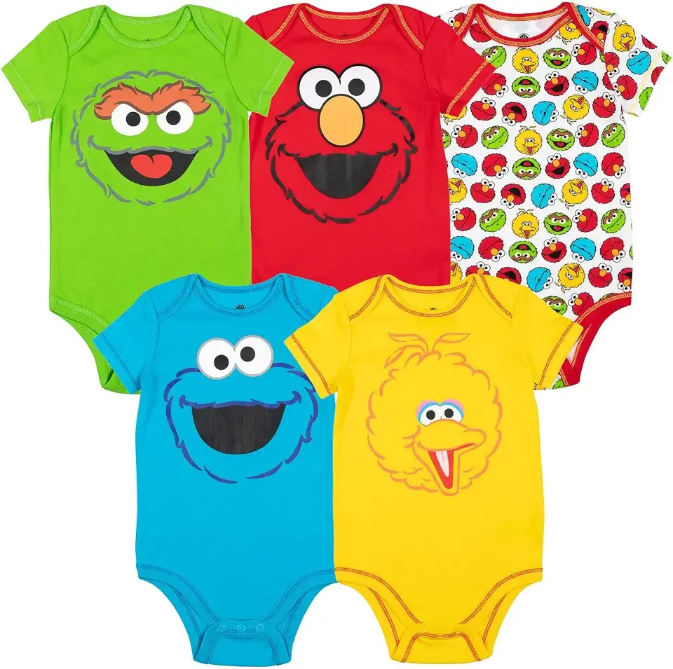 Baby 5 Pack Short Sleeve Bodysuits Newborn to Infant Sizes (Newborn - 24 Months)