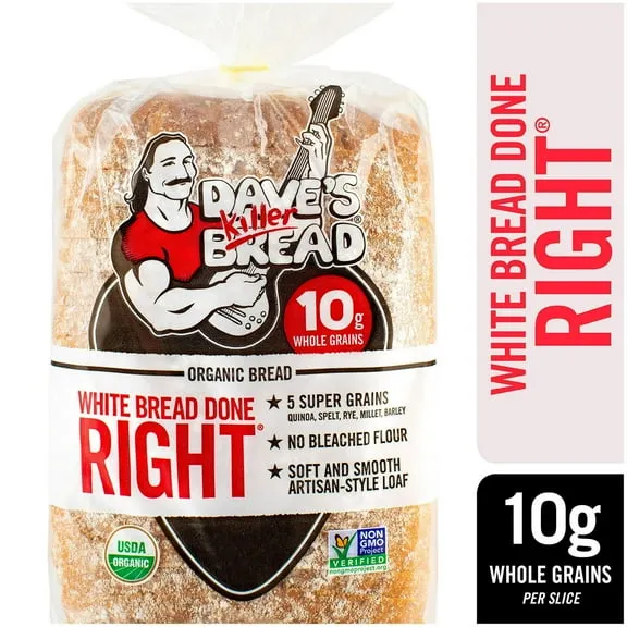 Dave's Killer Bread White Bread Done Right Organic Loaf 24 oz Healthy Organic White Bread (Pack of 2) $30.99
