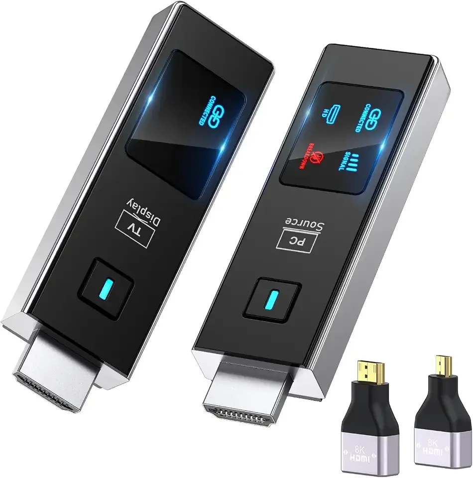 2026 New Wireless HDMI Transmitter and Receiver, 360FT/110M Extender 4K Decode 1080P@60Hz Output with LED Display, Plug&Play 5.8+2.4G Streaming Video/Audio from PC/Laptop/TV Box to Monitor