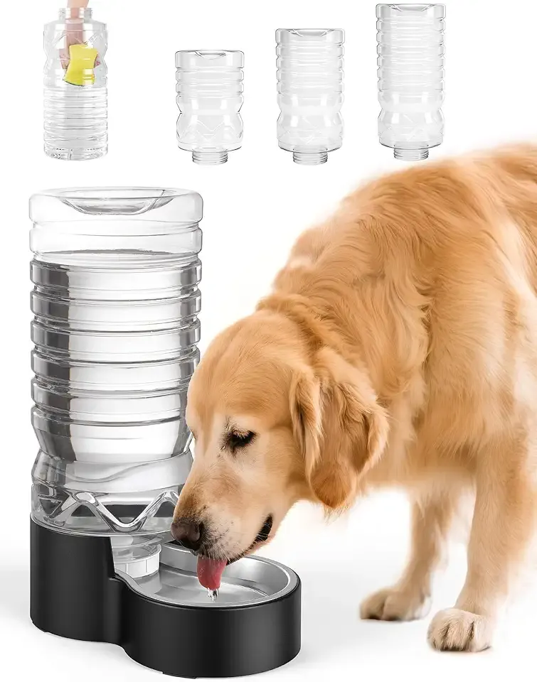 2.5 Gallon Automatic Dog Water Dispenser【Wide Mouth for Easy Hand-in Cleaning】【Removable Stainless Steel Bowl】, Gravity Refilling Large Capacity for Cats and Dogs, Multi-Pet Homes