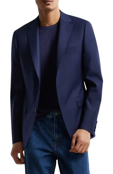 Navy Double Twist 130s Wool Blazer (Regular & Big)