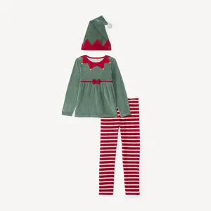 Set pyjama ludique 3 pièces lutin de Noël fille