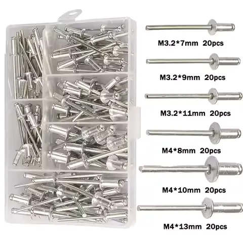 Professional Hand Riveter Gun 120pcs Heavy Duty Blind Rivet Pliers Set for Automotive and Home DIY Projects