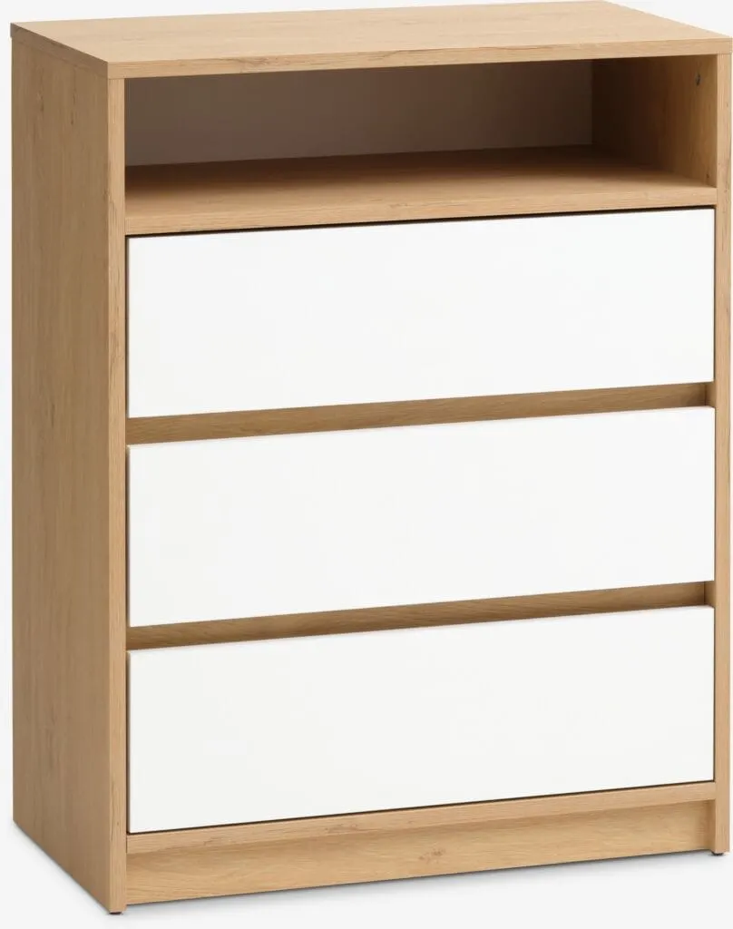 Cassettiera 3 cassetti BILLUND bianco/color rovere naturale