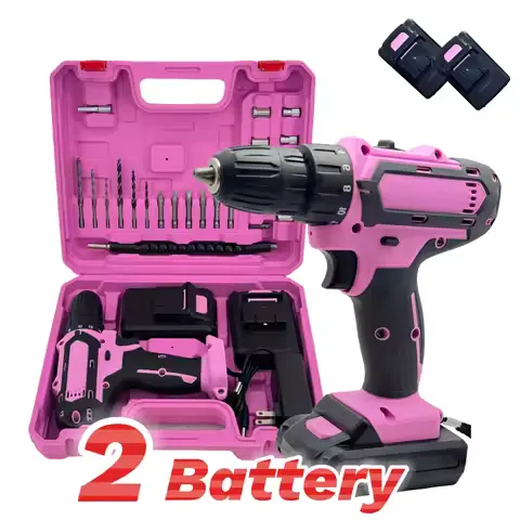 24-Piece Set Brushless Industrial Drill Kit 21V Dual Lithium (2×1200mAh) 18+1 Precision Torque 10mm Metal Lock Chuck for Steel S