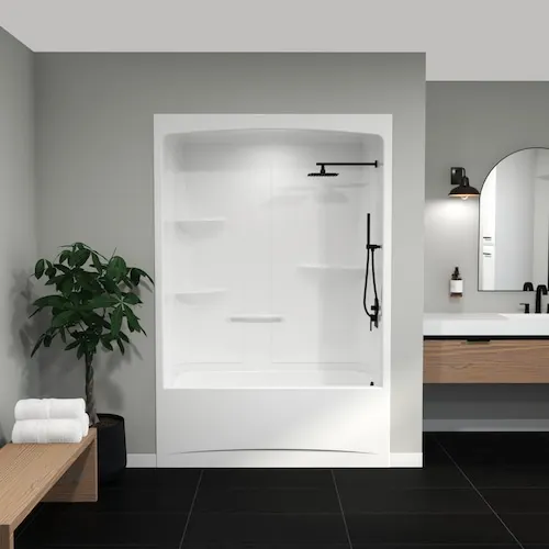 Camelia TSR 60 W x 32 L AFR Acrylic Alcove Right-Hand Drain One-Piece Tub Shower in White