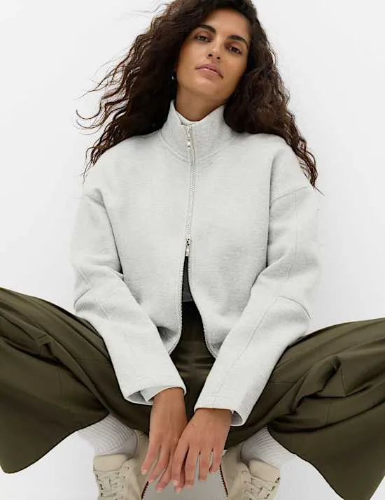 Scuba Sweatshirt mit hohem Baumwollanteil und Reißverschluss