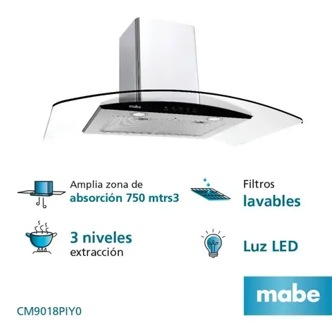 Campana Decorativa 90cm Mabe CM9018PIY0 Inox