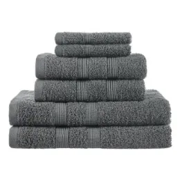 Ovela Avalon 6 Piece 100% Cotton Towel Set (Charcoal)
